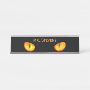 Now He Sees you Black Cat Desk Name Plate