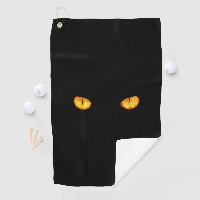 Now He Sees you Black Cat Golf Towel (InSitu)