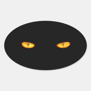Now He Sees you Black Cat Oval Sticker