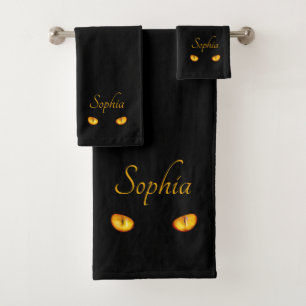 Now He Sees you Black Cat Personal Bath Towel Set