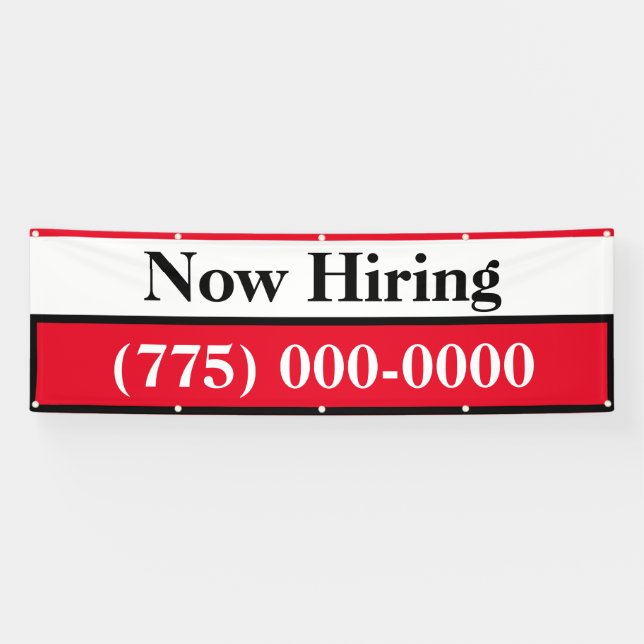 Now Hiring 8' Outdoor Vinyl Banner (Horizontal)