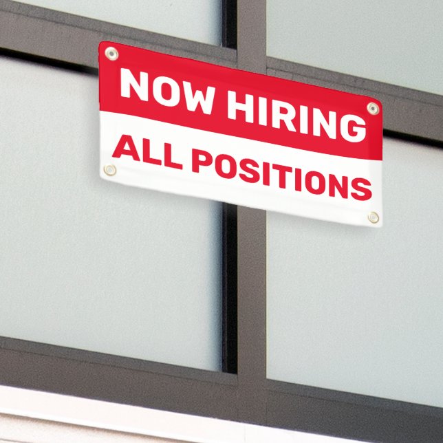 Now Hiring All Positions Help Wanted Business Banner (Outside Building)