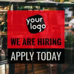 Now Hiring Apply Today Business Brand Custom Logo Window Cling