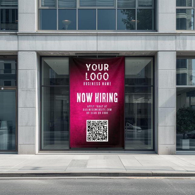 Now Hiring Banner QR Code Magenta Grunge Gradient (Creator Uploaded)