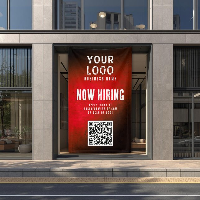 Now Hiring Banner QR Code Red Grunge Gradient (Creator Uploaded)