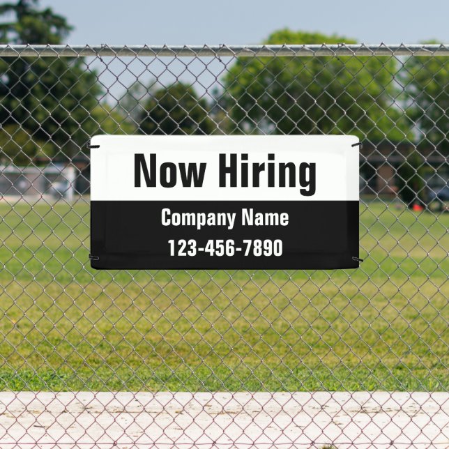 Now Hiring Black White Company Name Text Template Banner (Insitu)