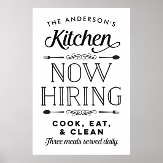 Now Hiring Fun Personalised Custom Kitchen Print