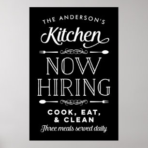 Now Hiring Fun Personalised Custom Kitchen Print