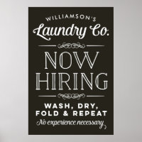 Now Hiring Fun Personalised Laundry Room Print