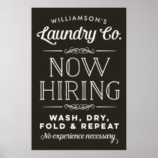 Now Hiring Fun Personalised Laundry Room Print