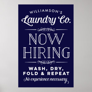 Now Hiring Fun Personalized Laundry Print Navy