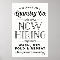 Now Hiring Fun Personalized Laundry Room Print