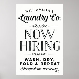 Now Hiring Fun Personalized Laundry Room Print
