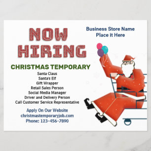 Now Hiring Help Business Christmas Holidays Custom Flyer
