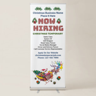 Now Hiring Help Business Christmas Holidays Custom Retractable Banner