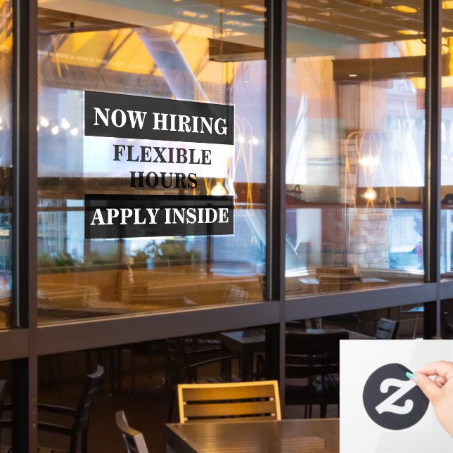 Now Hiring Help Wanted Business Employ Hire Staff Window Cling (Restaurant Window)