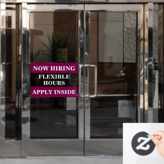 Now Hiring Help Wanted Business Employ Hire Staff Window Cling