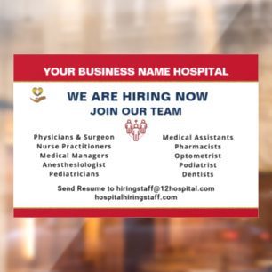 Now Hiring Help Wanted Employee Personalise  Window Cling