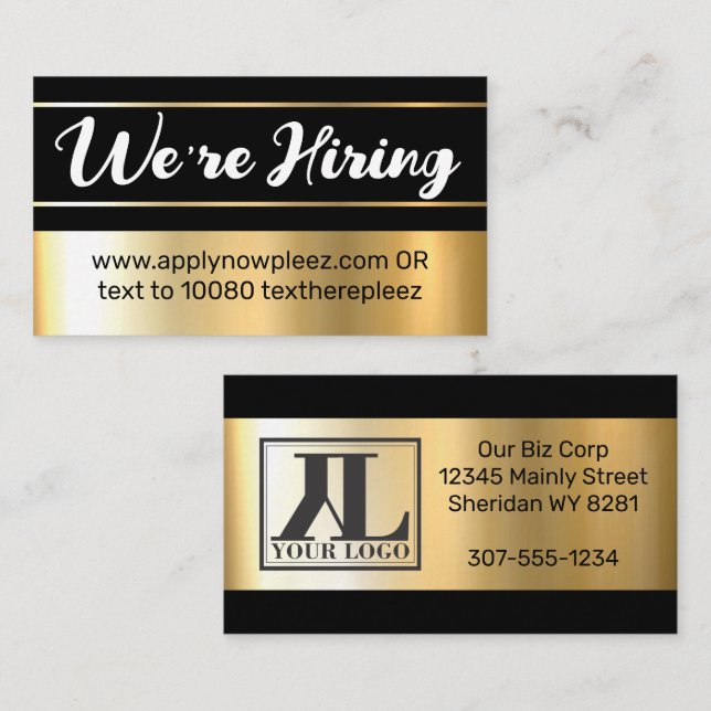 Now hiring help wanted employment job posting business card (Front/Back)
