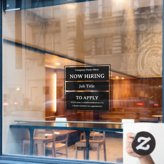 Now Hiring Job Opening Store Business Vacancy Window Cling