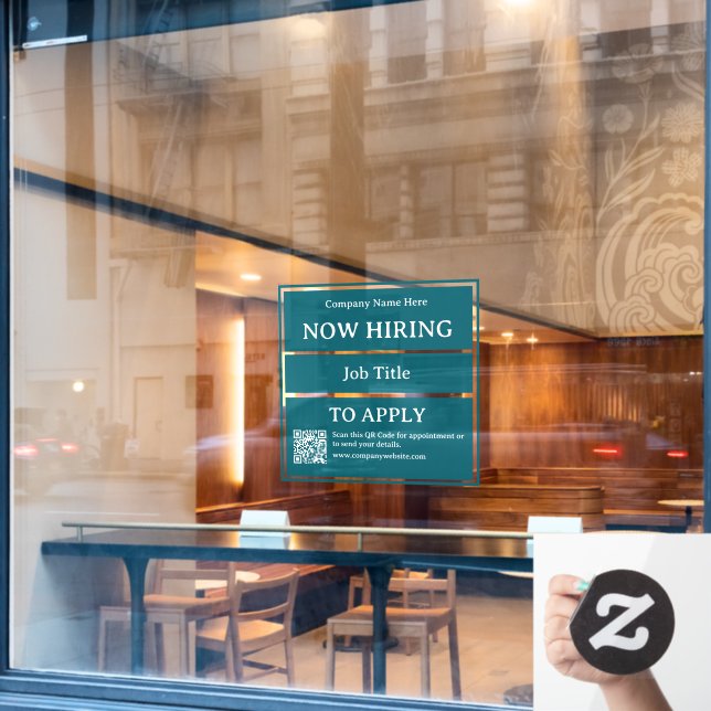 Now Hiring Job Opening Store Business Vacancy Window Cling (Cafe Window)