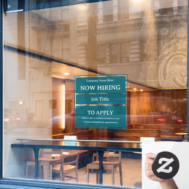 Now Hiring Job Opening Store Business Vacancy Window Cling (Cafe Window)