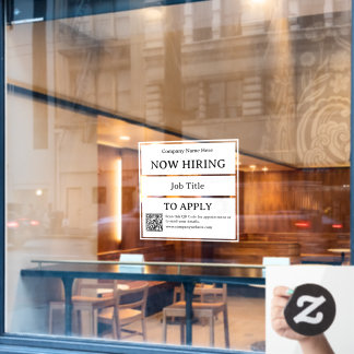 Now Hiring Job Opening Store Business Vacancy Window Cling