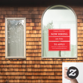 Now Hiring Job Opening Store Business Vacancy Window Cling
