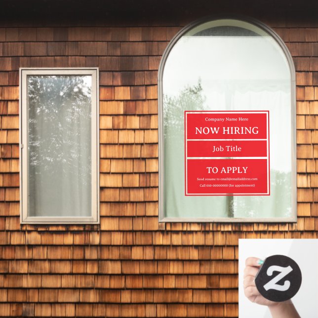 Now Hiring Job Opening Store Business Vacancy Window Cling (Home Window)