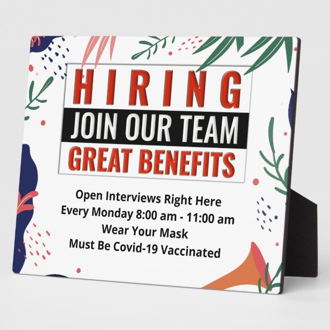 Now Hiring Join Our Team Interviews Plaque (Side)