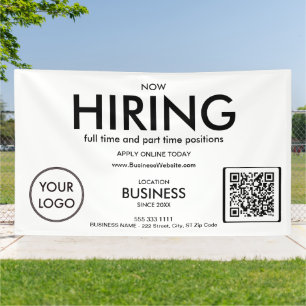 Now Hiring Modern Business Logo QR Code Banner