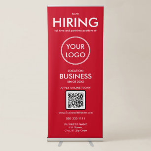 Now Hiring Modern Red Business Logo Retractable Banner