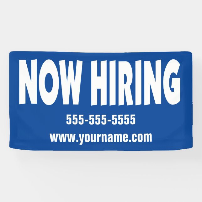 Now Hiring on Blue with Information Banner (Horizontal)