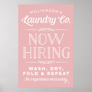 Now Hiring Pink Personalised Laundry Room Print