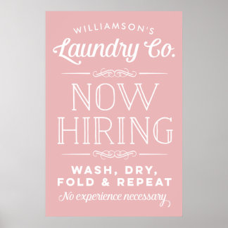 Now Hiring Pink Personalised Laundry Room Print