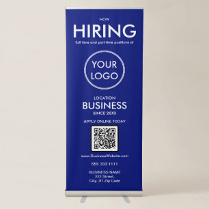Now Hiring Royal Blue Business Logo Retractable Ba Banner