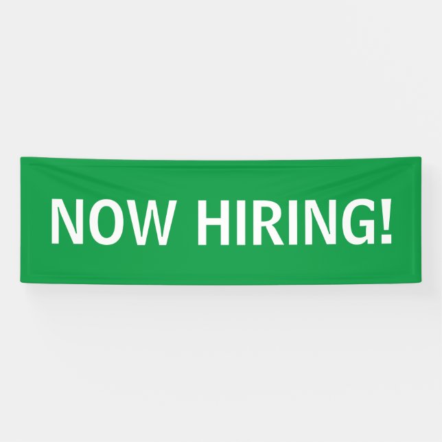 Now hiring simple green white banner sign (Horizontal)