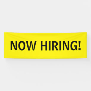 Now hiring simple yellow black banner sign