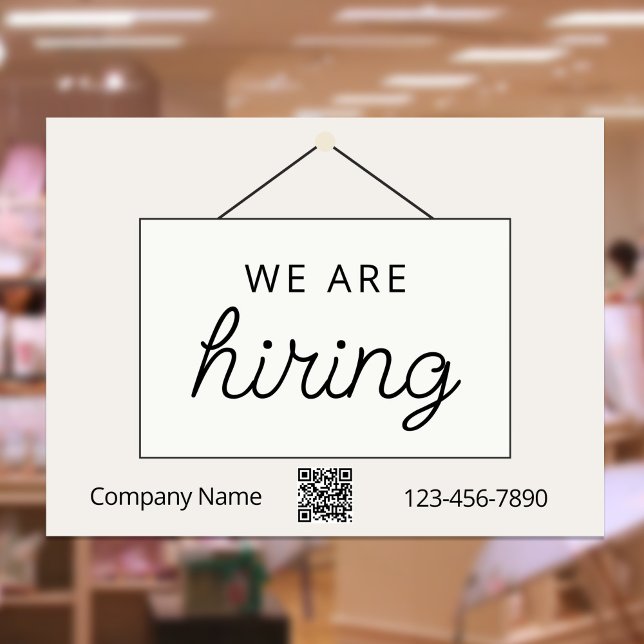 Now Hiring Window Sign, Minimal Beige Poster (Creator Uploaded)