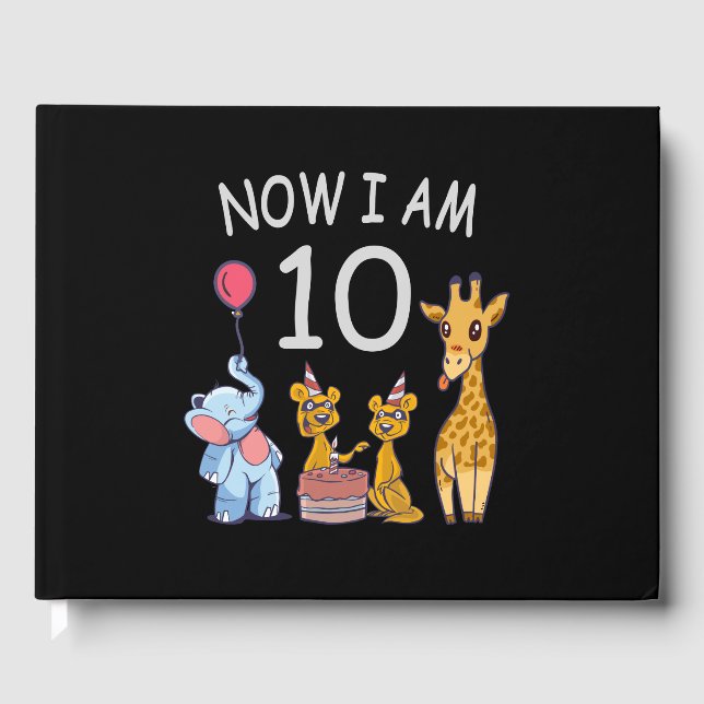 Now I am 10 years old 10th Birthday at the Zoo Guest Book (Front)