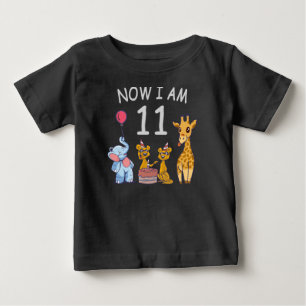 Now I am 11 years old 11th Birthday at the Zoo Baby T-Shirt