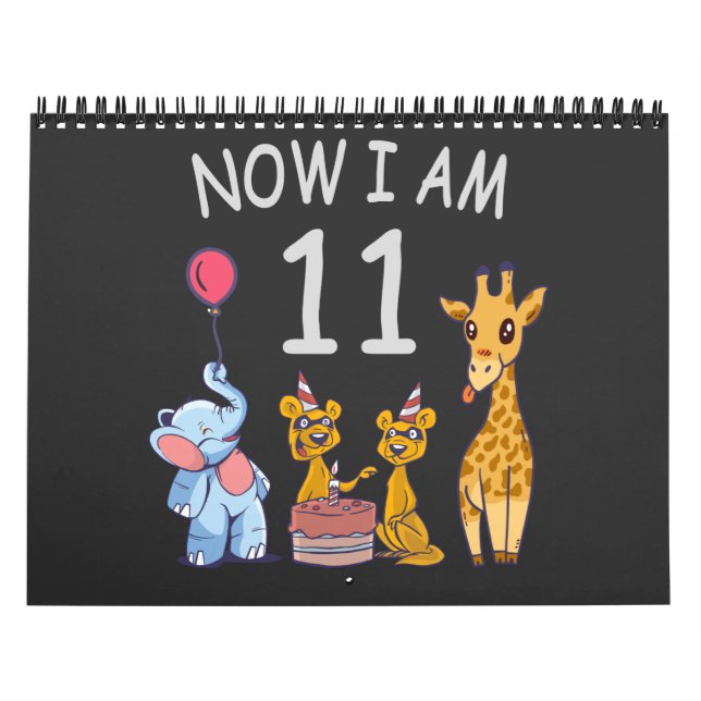 Now I am 11 years old 11th Birthday at the Zoo Calendar (Cover)