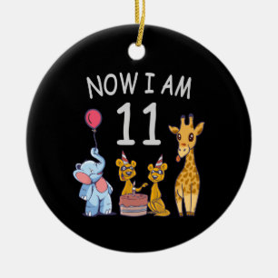 Now I am 11 years old 11th Birthday at the Zoo Ceramic Tree Decoration