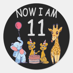 Now I am 11 years old 11th Birthday at the Zoo Classic Round Sticker