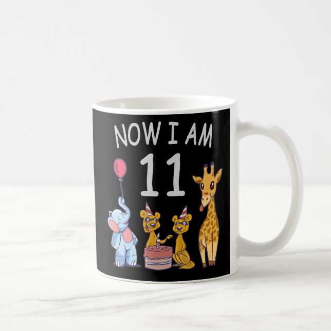 Now I am 11 years old 11th Birthday at the Zoo Coffee Mug (Right)