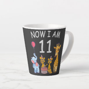 Now I am 11 years old 11th Birthday at the Zoo Latte Mug