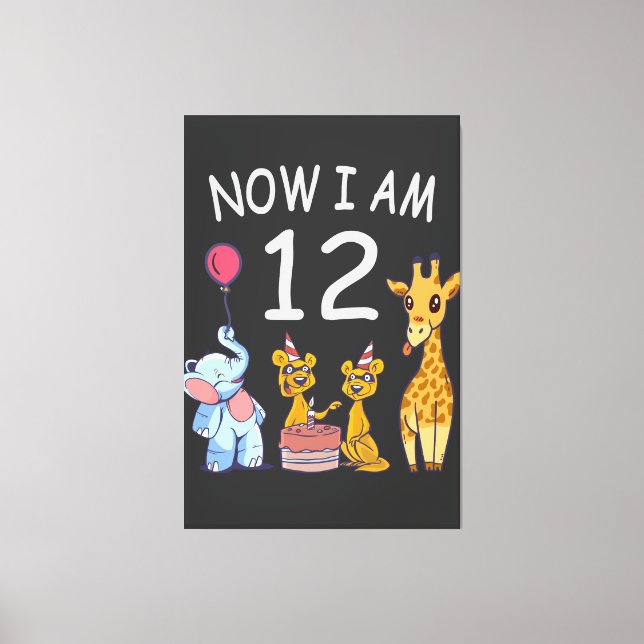 Now I am 12 years old 12th Birthday at the Zoo Canvas Print (Front)