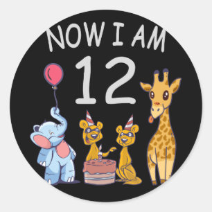 Now I am 12 years old 12th Birthday at the Zoo Classic Round Sticker