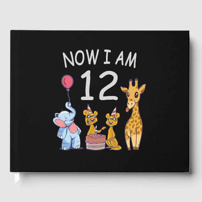 Now I am 12 years old 12th Birthday at the Zoo Guest Book (Front)