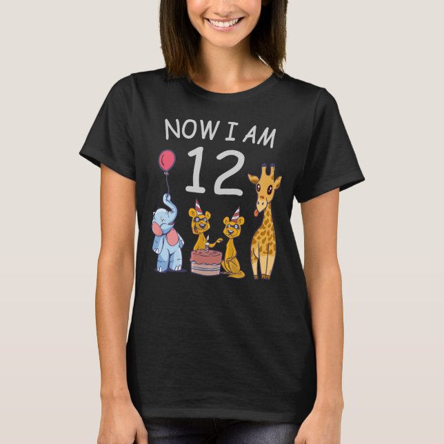 Now I am 12 years old 12th Birthday at the Zoo T-Shirt (Front)